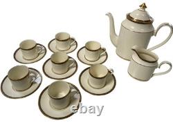 Minton St James Bone China Cream&Gold Cups with Saucers Coffee pot Milk Jag