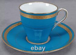 Minton Turquoise & Gold Encrusted Demitasse Cup & Saucer Circa 1925 A