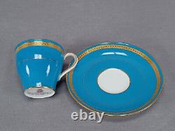 Minton Turquoise & Gold Encrusted Demitasse Cup & Saucer Circa 1925 A