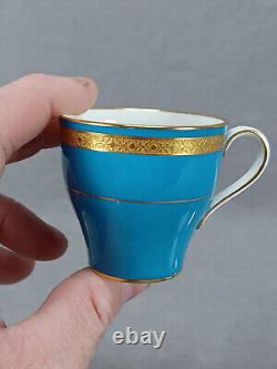 Minton Turquoise & Gold Encrusted Demitasse Cup & Saucer Circa 1925 A