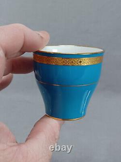 Minton Turquoise & Gold Encrusted Demitasse Cup & Saucer Circa 1925 A