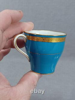 Minton Turquoise & Gold Encrusted Demitasse Cup & Saucer Circa 1925 A