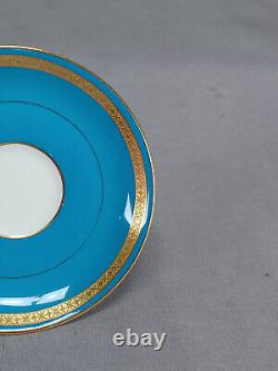 Minton Turquoise & Gold Encrusted Demitasse Cup & Saucer Circa 1925 A