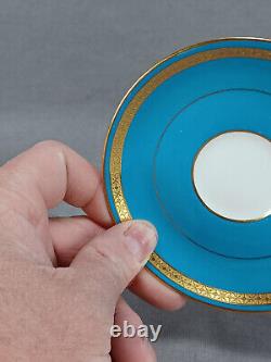 Minton Turquoise & Gold Encrusted Demitasse Cup & Saucer Circa 1925 A