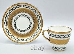 Minton cup and saucer G9982 with acid etched gold band border & laurel wreath