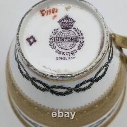 Minton cup and saucer G9982 with acid etched gold band border & laurel wreath