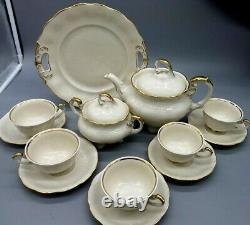 NEW Vintage Koenigszelt Tea Set ServiceSharlotteTeapot Cups Cream-Gold Germany
