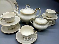 NEW Vintage Koenigszelt Tea Set ServiceSharlotteTeapot Cups Cream-Gold Germany