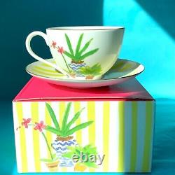 NIBKate Spade ILLUSTRATED Set 4 Tea/Coffee Cups & Saucers Lenox Salon Wall Time