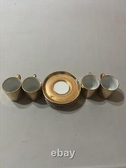 Neiman Marcus Gold Porcelain Espresso Teacups Saucers Set of 4