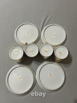 Neiman Marcus Gold Porcelain Espresso Teacups Saucers Set of 4