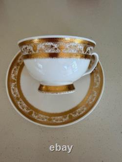 New Bone China Gold Trim Tea Cups & Saucers Set for 6 Persons 12pcs & Sugar Pot