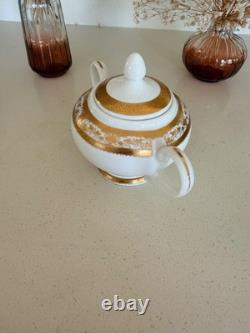 New Bone China Gold Trim Tea Cups & Saucers Set for 6 Persons 12pcs & Sugar Pot