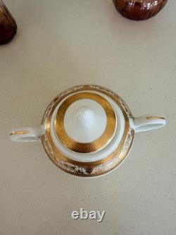 New Bone China Gold Trim Tea Cups & Saucers Set for 6 Persons 12pcs & Sugar Pot