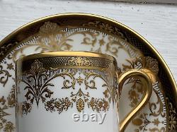New De Lamerie China Heavily Gilded Chatsworth Garland Coffee Cup & Saucer Set