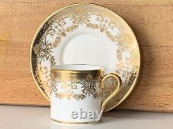 New De Lamerie China Heavily Gilded Chatsworth Garland Coffee Cup & Saucer Set