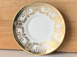 New De Lamerie China Heavily Gilded Chatsworth Garland Coffee Cup & Saucer Set