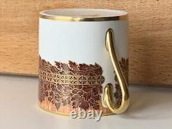 New De Lamerie China Heavily Gilded Crested Winter Leaves Coffee Cup & Saucer