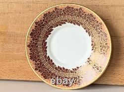 New De Lamerie China Heavily Gilded Crested Winter Leaves Coffee Cup & Saucer
