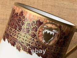 New De Lamerie China Heavily Gilded Crested Winter Leaves Coffee Cup & Saucer