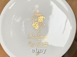 New De Lamerie China Heavily Gilded Crested Winter Leaves Coffee Cup & Saucer