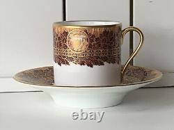 New De Lamerie China Heavily Gilded Crested Winter Leaves Coffee Cup & Saucer