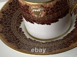 New De Lamerie China Heavily Gilded Crested Winter Leaves Coffee Cup & Saucer