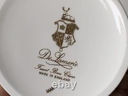 New De Lamerie China Heavily Gilded Crested Winter Leaves Coffee Cup & Saucer