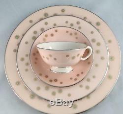 New! Set of 4 Pink Lenox JEWEL A557 Gold Star Tea Cups & Saucers FREE SHIP