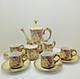 Nippon Chocolate Coffee Set Hand Painted Sugar & Creamer+ 4 Cups Saucers Gold