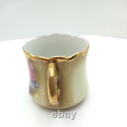 Nippon Chocolate Coffee Set Hand Painted Sugar & Creamer+ 4 Cups Saucers Gold