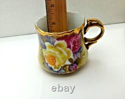 Nippon Chocolate Coffee Set Hand Painted Sugar & Creamer+ 4 Cups Saucers Gold
