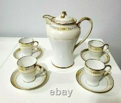 Nippon Chocolate Pot & 4 Cups and Saucers Gold Trim