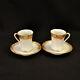 Nippon M-in-wreath Chocolate Cups & Saucers Set Of 2 Hp Gold Floral 1911-1918
