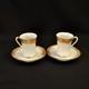 Nippon M-in-wreath Chocolate Cups & Saucers Set Of 2 Hp Gold Floral 1911-1918