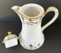 Nippon Morimura Chocolate Pot Cups Saucers Hand Painted Gold Flowers 9 Piece Set