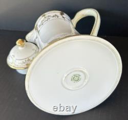 Nippon Morimura Chocolate Pot Cups Saucers Hand Painted Gold Flowers 9 Piece Set