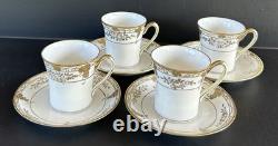 Nippon Morimura Chocolate Pot Cups Saucers Hand Painted Gold Flowers 9 Piece Set
