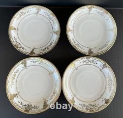 Nippon Morimura Chocolate Pot Cups Saucers Hand Painted Gold Flowers 9 Piece Set