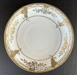 Nippon Morimura Chocolate Pot Cups Saucers Hand Painted Gold Flowers 9 Piece Set