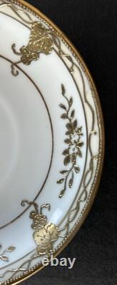 Nippon Morimura Chocolate Pot Cups Saucers Hand Painted Gold Flowers 9 Piece Set