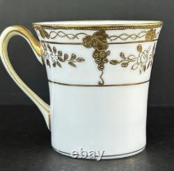 Nippon Morimura Chocolate Pot Cups Saucers Hand Painted Gold Flowers 9 Piece Set