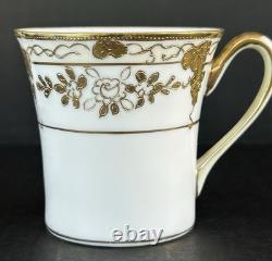 Nippon Morimura Chocolate Pot Cups Saucers Hand Painted Gold Flowers 9 Piece Set
