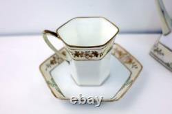 Nippon Porcelain Coffee Chocolate Pot Hand-Painted withGold Accents & Cups/Saucers