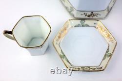 Nippon Porcelain Coffee Chocolate Pot Hand-Painted withGold Accents & Cups/Saucers