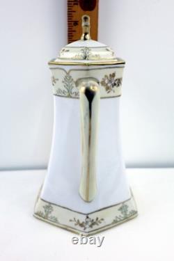 Nippon Porcelain Coffee Chocolate Pot Hand-Painted withGold Accents & Cups/Saucers