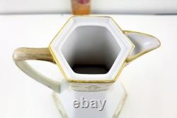 Nippon Porcelain Coffee Chocolate Pot Hand-Painted withGold Accents & Cups/Saucers
