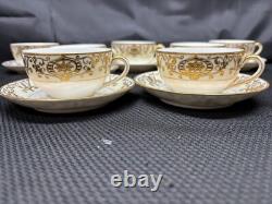 Noritake #175 Gold Bulb Japan Set of 7 Cups & Saucers 1 7/8 Tall