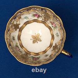 Noritaké Gilded Pedestal Cup Saucer Plate Trio c. 1910's