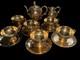 Noritake Gold Luster Gilt Footed Coffee Set Teapot, Creamer, 6 Cups & Saucers